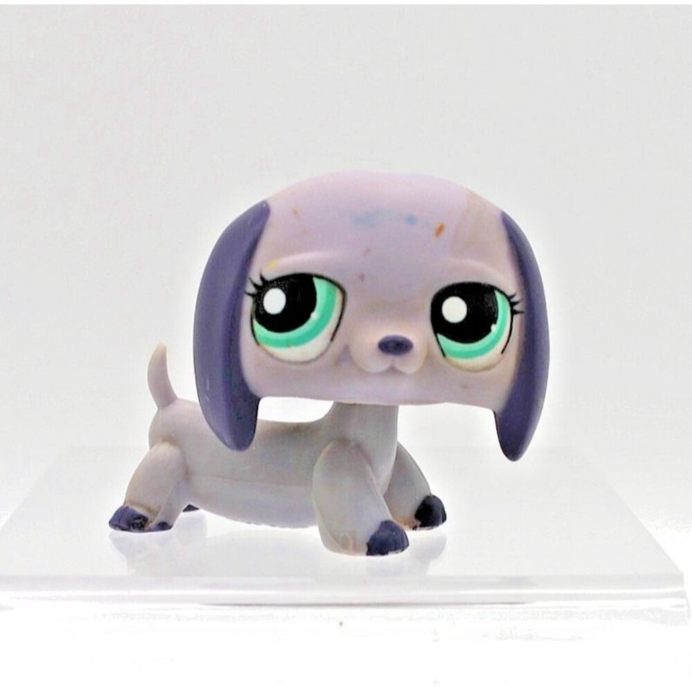 Littlest Pet Shop LPS #1367 Dachshund Dog Purple Teal Eyes Authentic READ